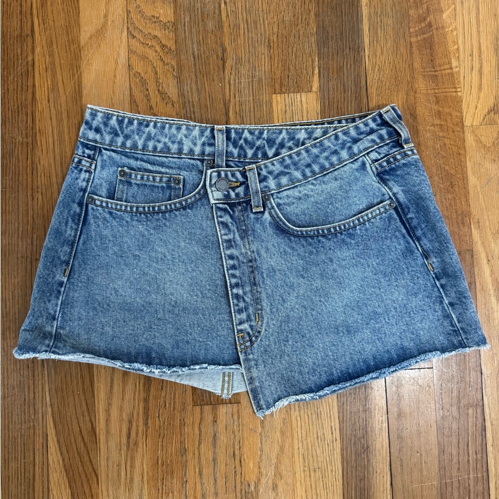 Carmar mini denim criss-cross skirt